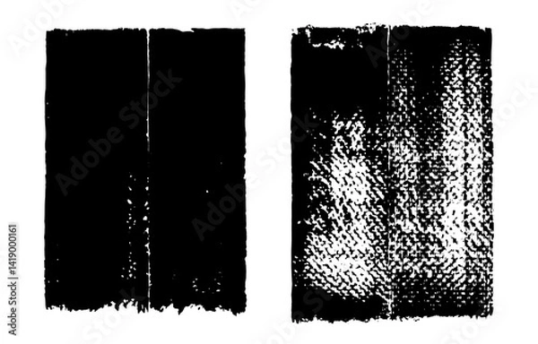 Fototapeta Vertical dry brush texture. Vector grungy dry brush paint swipe background textures. Wide straight black hand-drawn acrylic punk style bg. Japanese calligraphy brushstrokes set. Distressed text boxes