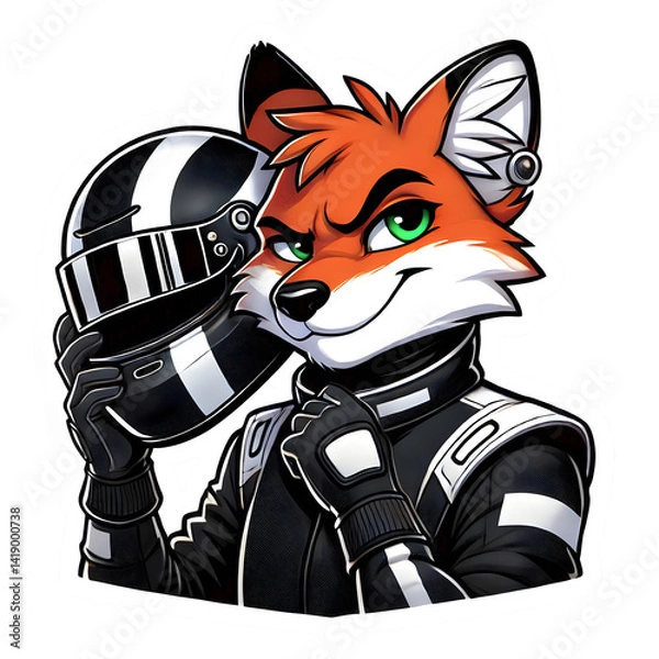 Fototapeta Fuchs Rennfahrer mit Helm