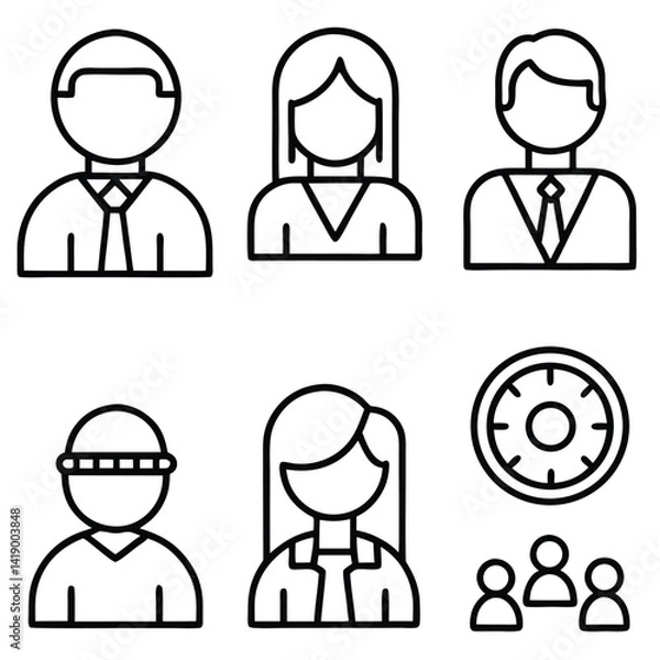 Fototapeta Simple Line Icons Set of Business People and Security