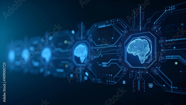 Fototapeta Premium Stock Imagery of Agentic AI Technology: Next-Gen Computing & Advanced System Architecture for Corporate Digital Transformation - Perfect for Your Photo Stock Needs