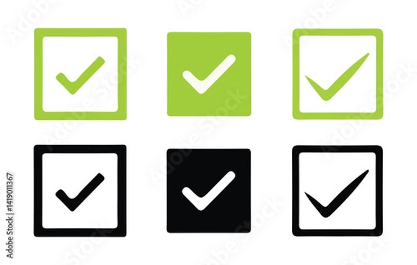 Fototapeta Big Check box icon with correct, accept checkmark icons tick box checked. Vector Illustration
