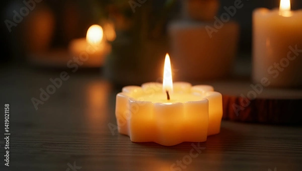 Obraz Showcasing exquisite candle making hobby techniques with refined craftsmanship and innovative design processes to create ambient lighting and artisanal decor for sophisticated spaces in  Photo Stock  