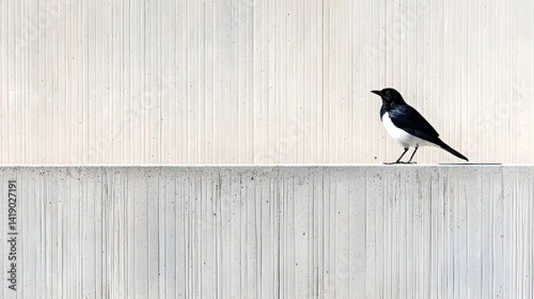 Fototapeta Dramatic and Minimalist Shadow of a Bird Silhouette Cast on a Giant Wall Creating an Abstract and Shape  Moody Atmospheric and Conceptual Design Background