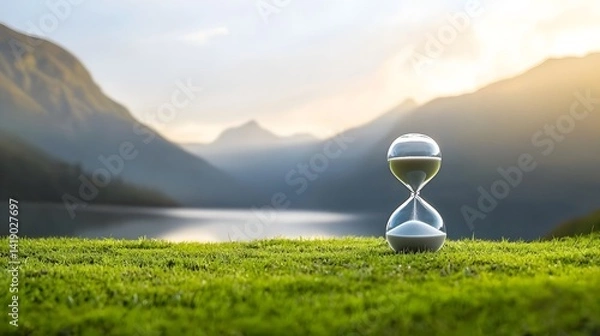 Fototapeta Timeless Grains A Vintage Sand Timer Symbolizing the Passage of Time and the Moments That Define History s Chronology