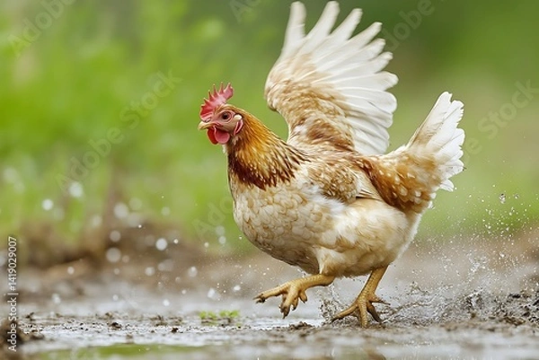 Obraz a chicken flapping its wings