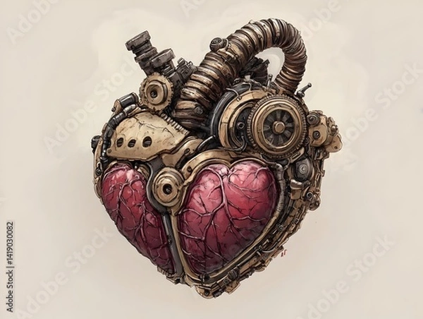 Fototapeta Intricate Steampunk Inspired Mechanical Heart