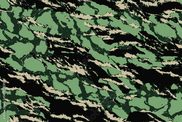 Obraz Camouflage seamless pattern.  Tiger stripe camouflage pattern. Forest real tree camouflage design. Hunting camouflage. Tiger stripe pattern.