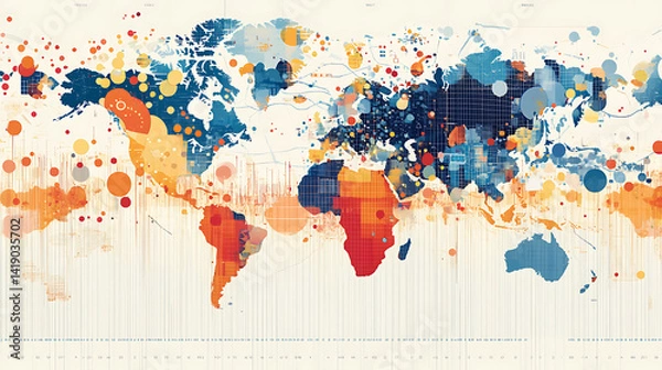 Fototapeta Depiction of global inflation trends with visual charts and graphs (1)