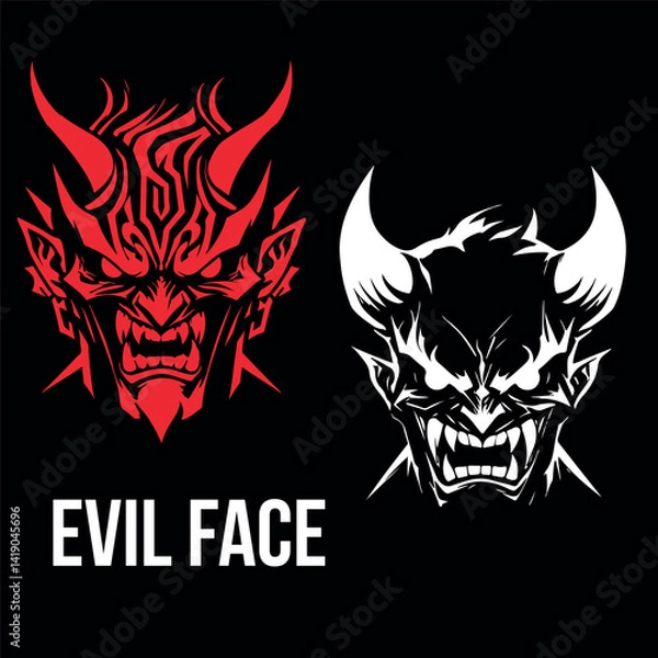 Fototapeta Evil Face vector design for t shirt 