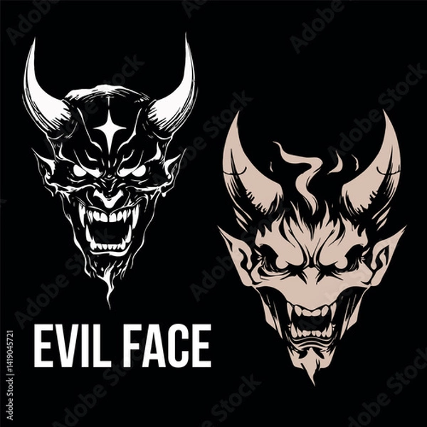Fototapeta Evil Face vector design for t shirt 