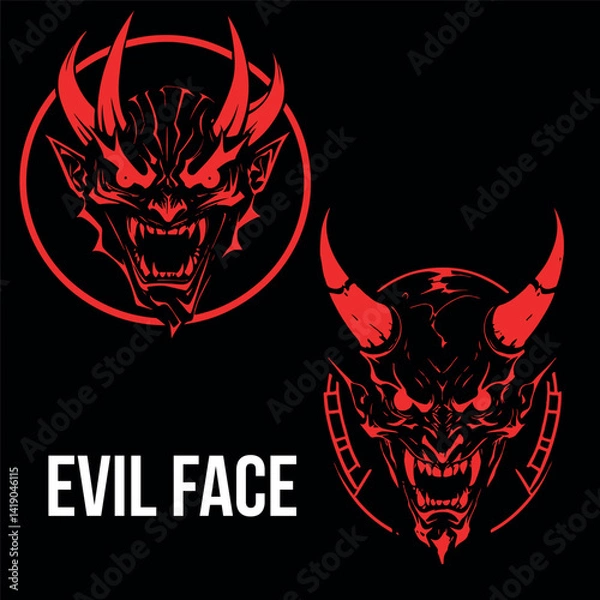 Fototapeta Evil Face vector design for t shirt 