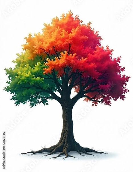 Fototapeta Beautiful tree logo in white background 