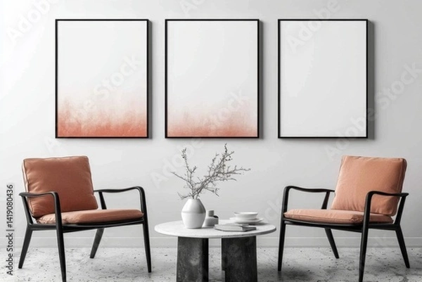 Fototapeta Vertical poster mockup ideal for interior designs.
