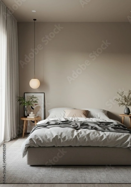 Obraz Neutral Minimalist Bedroom Interior Design