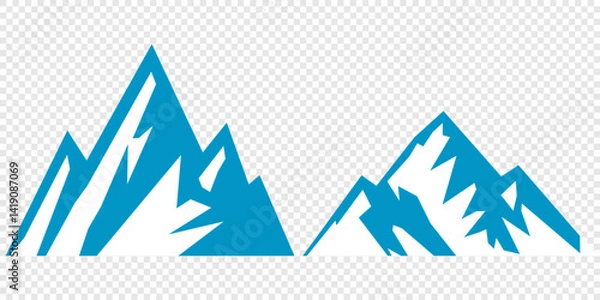 Fototapeta Vector set mountains icons outline vector. Mountain pick icon set collection vector design. Minimalist mountain silhouette vector set for graphic design projects. Mountain silhouette design 