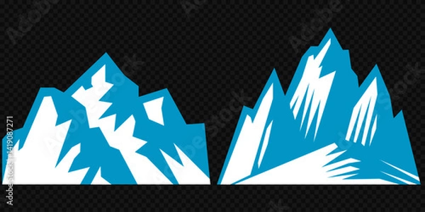 Fototapeta Vector set mountains icons outline vector. Mountain pick icon set collection vector design. Minimalist mountain silhouette vector set for graphic design projects. Mountain silhouette design 
