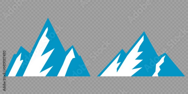 Fototapeta Vector set mountains icons outline vector. Mountain pick icon set collection vector design. Minimalist mountain silhouette vector set for graphic design projects. Mountain silhouette design 