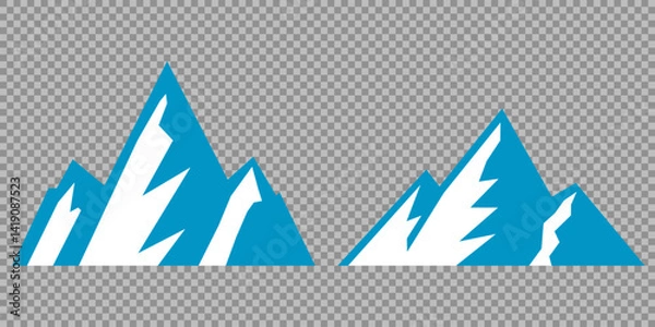 Fototapeta Vector set mountains icons outline vector. Mountain pick icon set collection vector design. Minimalist mountain silhouette vector set for graphic design projects. Mountain silhouette design 