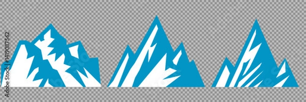 Fototapeta Vector set mountains icons outline vector. Mountain pick icon set collection vector design. Minimalist mountain silhouette vector set for graphic design projects. Mountain silhouette design 