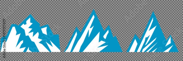 Fototapeta Vector set mountains icons outline vector. Mountain pick icon set collection vector design. Minimalist mountain silhouette vector set for graphic design projects. Mountain silhouette design 