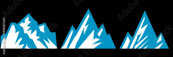 Fototapeta Vector set mountains icons outline vector. Mountain pick icon set collection vector design. Minimalist mountain silhouette vector set for graphic design projects. Mountain silhouette design 