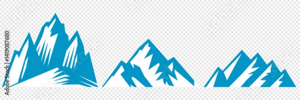 Fototapeta Vector set mountains icons outline vector. Mountain pick icon set collection vector design. Minimalist mountain silhouette vector set for graphic design projects. Mountain silhouette design 