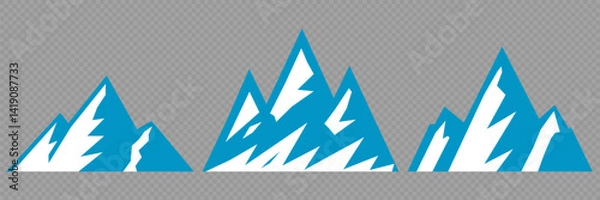 Fototapeta Vector set mountains icons outline vector. Mountain pick icon set collection vector design. Minimalist mountain silhouette vector set for graphic design projects. Mountain silhouette design 