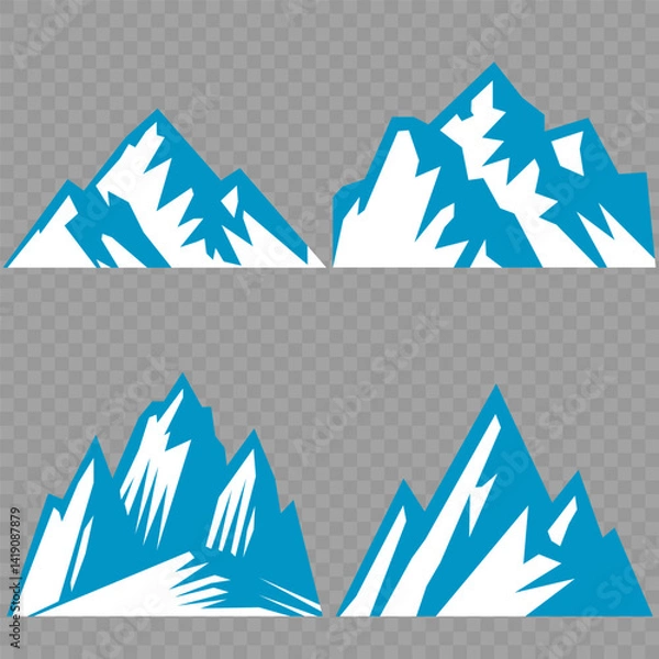 Fototapeta Vector set mountains icons outline vector. Mountain pick icon set collection vector design. Minimalist mountain silhouette vector set for graphic design projects. Mountain silhouette design 