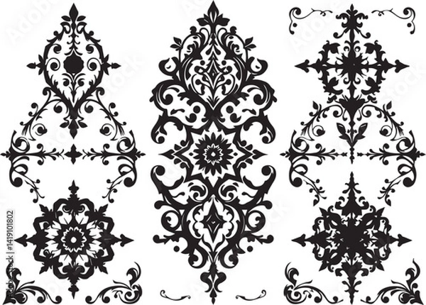 Obraz A set of elements, symbols, ornaments, mandalas. Hand drawn vector illustration	