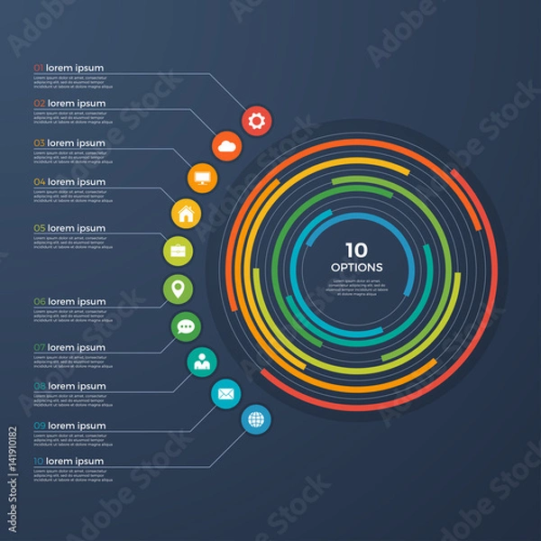 Obraz Presentation infographic circle chart 10 options.