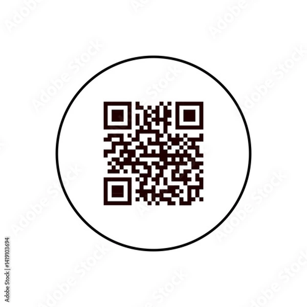 Fototapeta Sample Qr code isolated on transparent background.