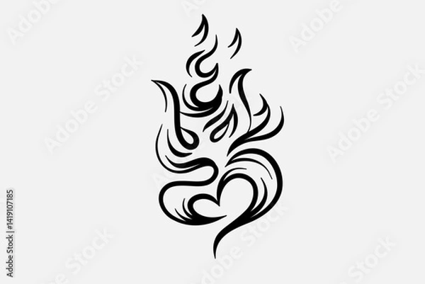 Fototapeta Outline Flame Hand Drawn Vector Image