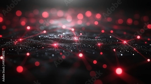 Obraz Red Network Connections Abstract Technology Background