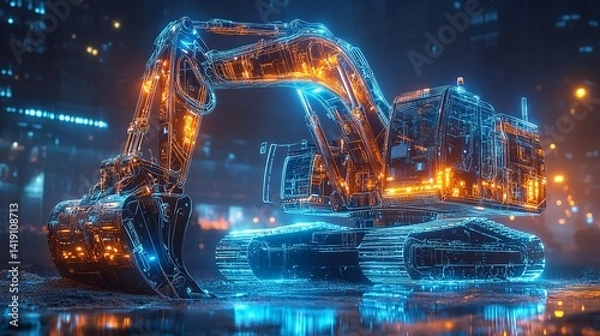 Obraz Futuristic Excavator Digital Art Construction Machinery Technology