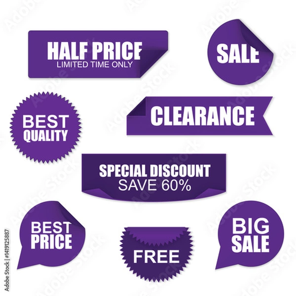 Obraz Set of new stickers, sale tags and labels.