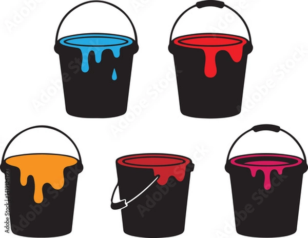 Obraz icons depicting paint buckets in various states