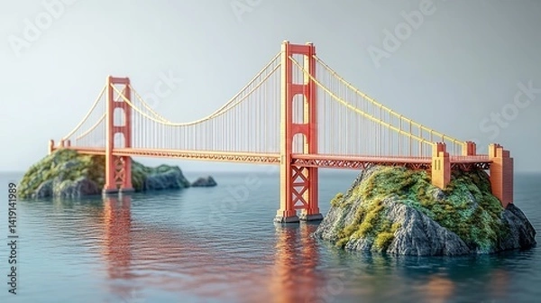 Obraz Stunning Golden Gate Bridge Artistic Render Ocean View