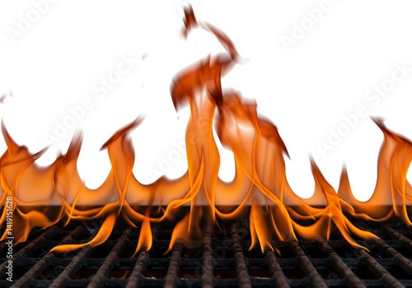 Obraz Grilling Flames: BBQ Fire Background Image