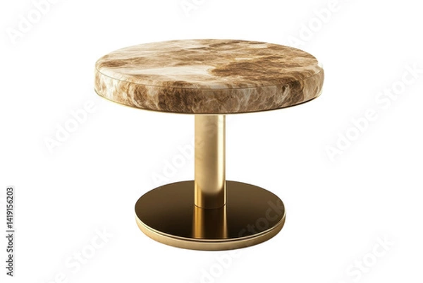 Fototapeta Elegant gold and marble side table perfect for modern interiors A luxurious statement piece on transparent background