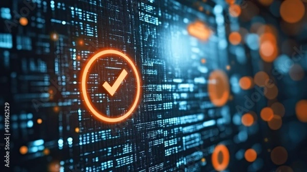 Obraz Business checklist and quality certification document audit concept for technology and management.  