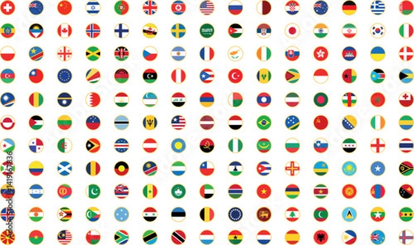 Obraz All countries flag set. National flags in circle shape. National flags set. Flags of countries