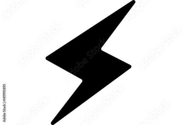 Fototapeta a black lightning bolt icon on a transparent background