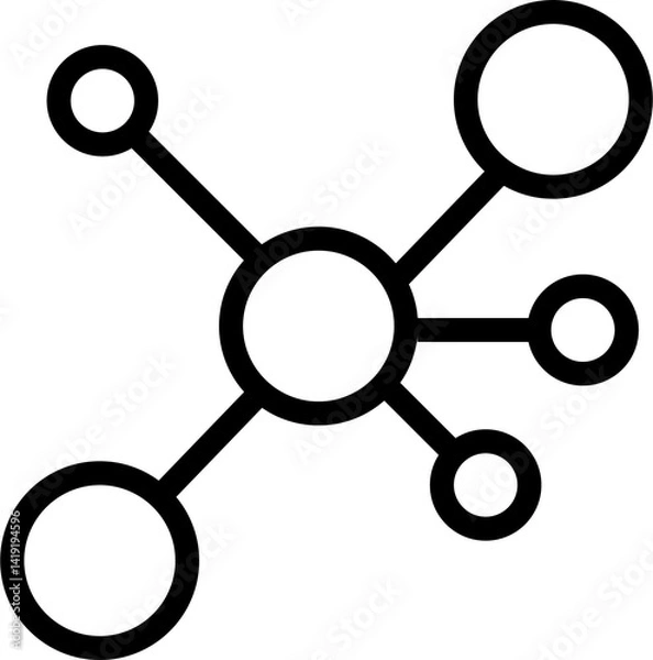Obraz Black chemistry molecule icon on transparent background