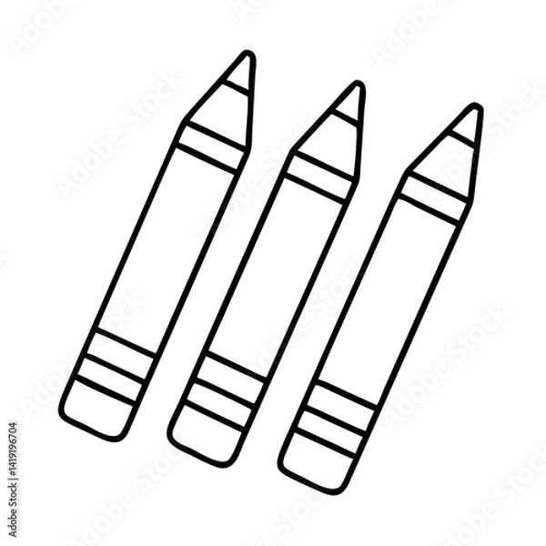 Fototapeta crayons icon, crayons line art - simple line art of crayons, perfect for crayons logos and icons