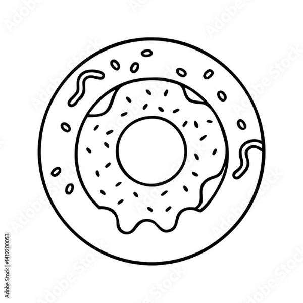 Fototapeta doughnut with fruit topping icon, doughnut with fruit topping line art - simple line art of doughnut with fruit topping, perfect for doughnut with fruit topping logos and icons