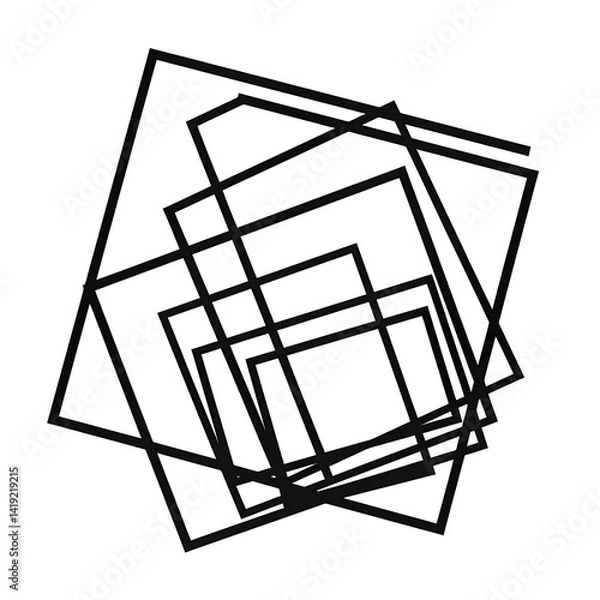 Fototapeta Abstract geometric shapes overlapping in a dynamic arrangement, creating a visually intriguing pattern suitable for modern design backgrounds , isolated on white or transparent png