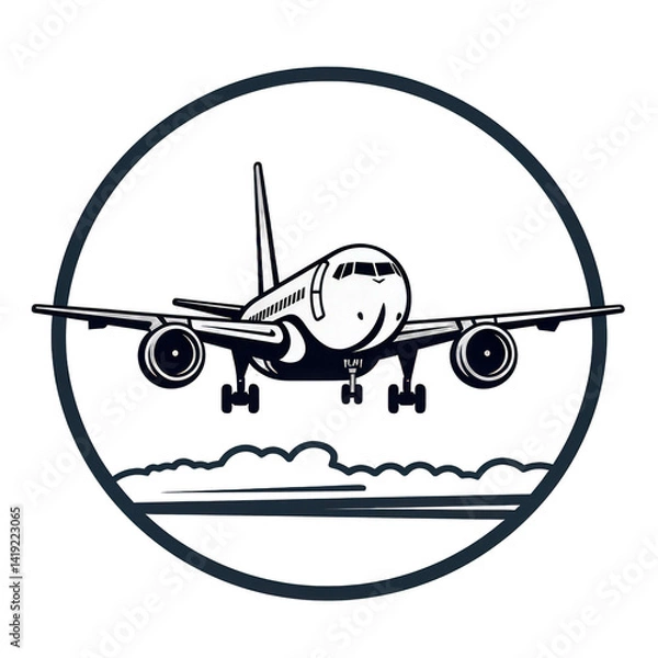 Fototapeta Airplane taking off against a backdrop of clouds, illustrating the excitement of travel and aviation in an open sky , isolated on white or transparent png