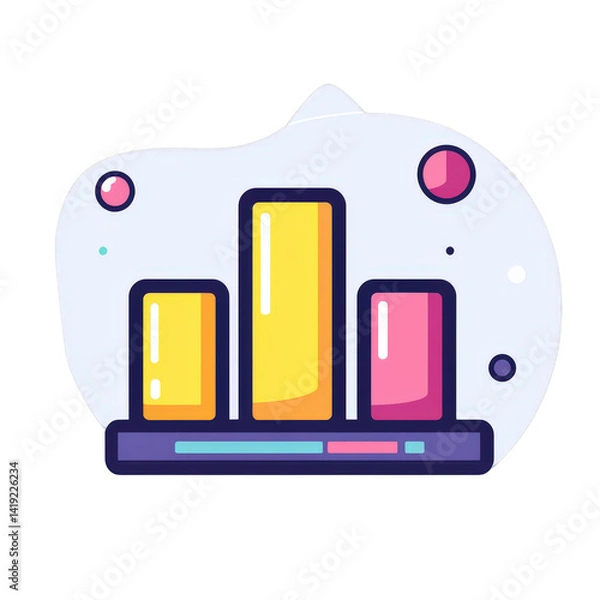 Fototapeta Colorful bar graph illustration representing data analysis, showcasing increasing trends with abstract shapes in the background for visual appeal , isolated on white or transparent png