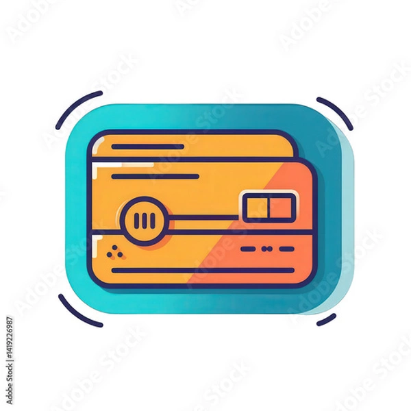 Fototapeta Colorful illustration of a credit card on a vibrant background, symbolizing digital payments and online shopping convenience , isolated on white or transparent png