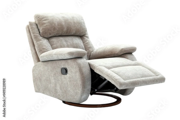 Fototapeta Luxurious beige recliner chair perfect for relaxation featuring a smooth reclining mechanism on transparent background
